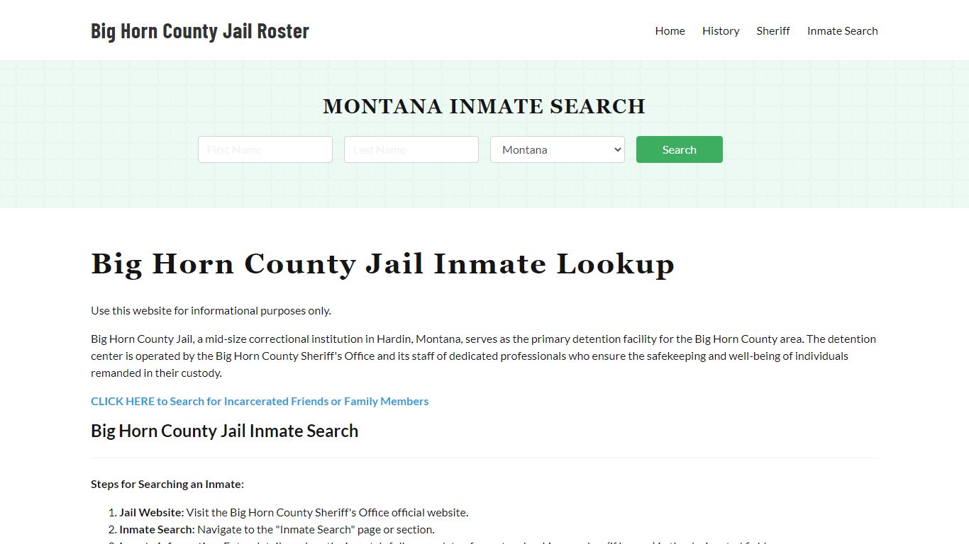 Big Horn County Jail Roster Lookup, MT, Inmate Search